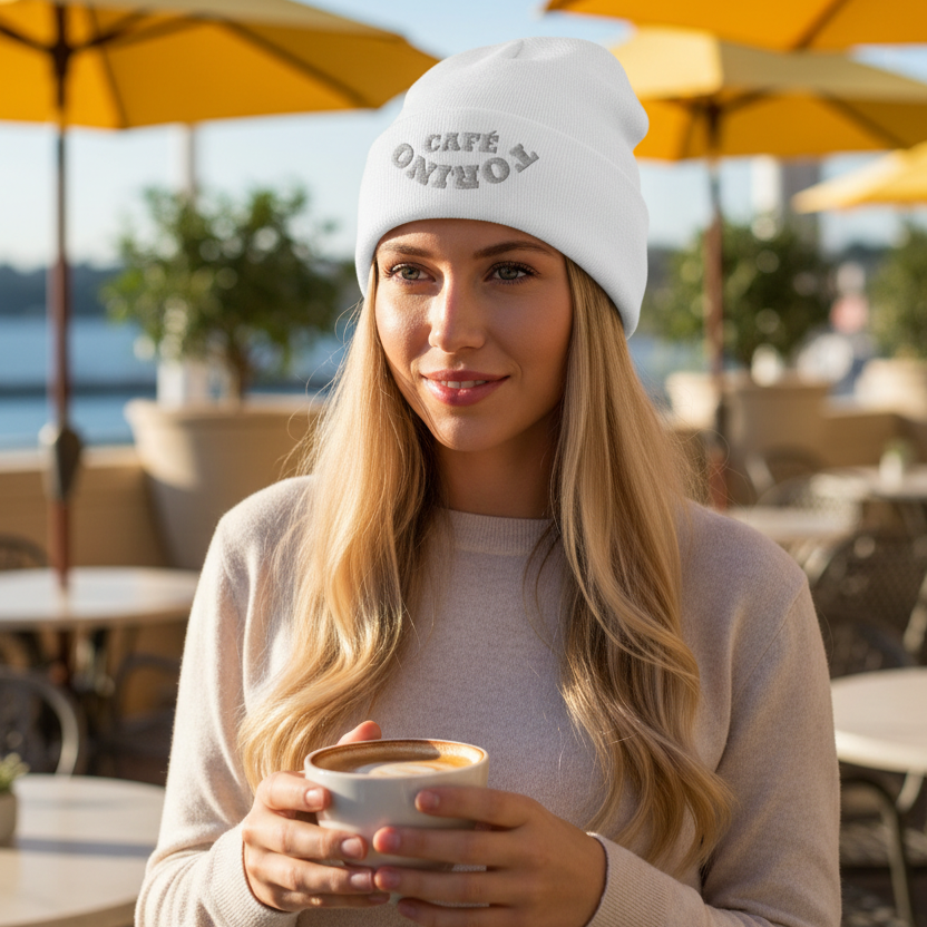 Torino Cafe Inverse Embroidered Beanie