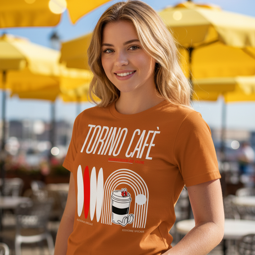 A young model wearing the Torino Cafe Henderson Nevada tee